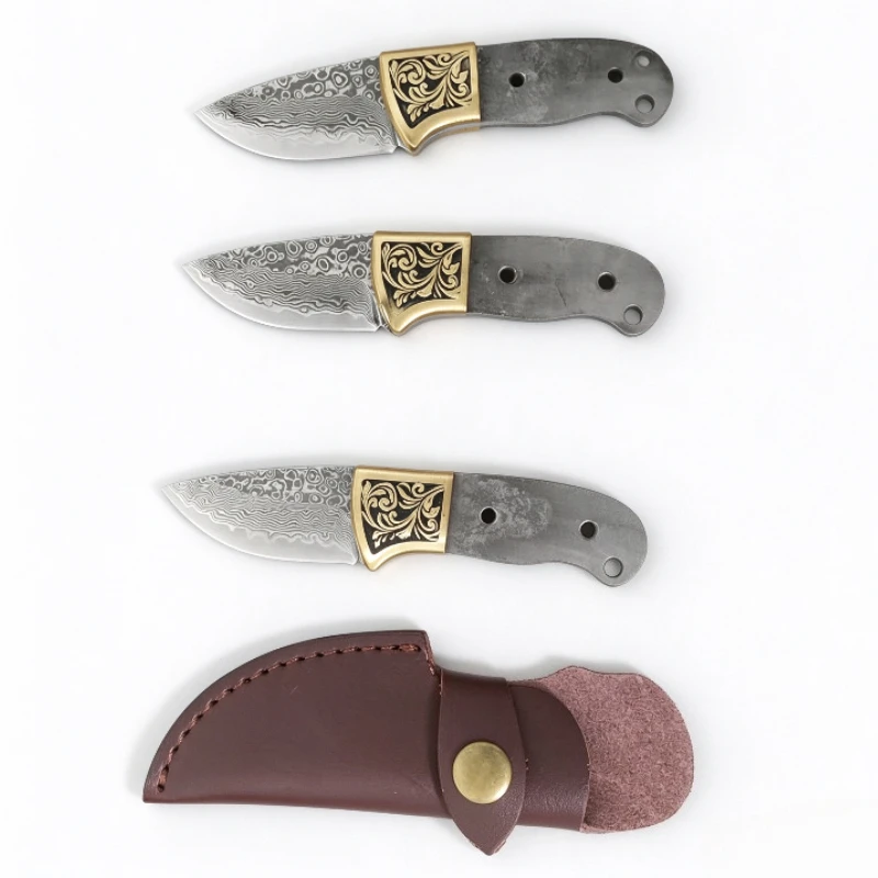 Knife Blade Blank Damascus Steel Forged - 手鍛えのダマスカス鋼製茶刀の素地、直線的な半完成品の刃、家庭用DIY手作り工芸用品。