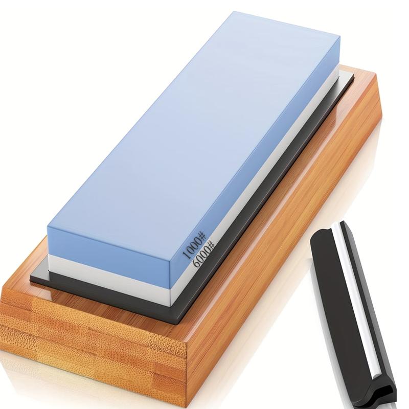 Knife Sharpening Stone Whetstone 1000 6000 - WXCOOナイフ研ぎ石セット デュアルグリット砥石 400/1000 1000/6000 ナイフシャープナー 竹製ベース