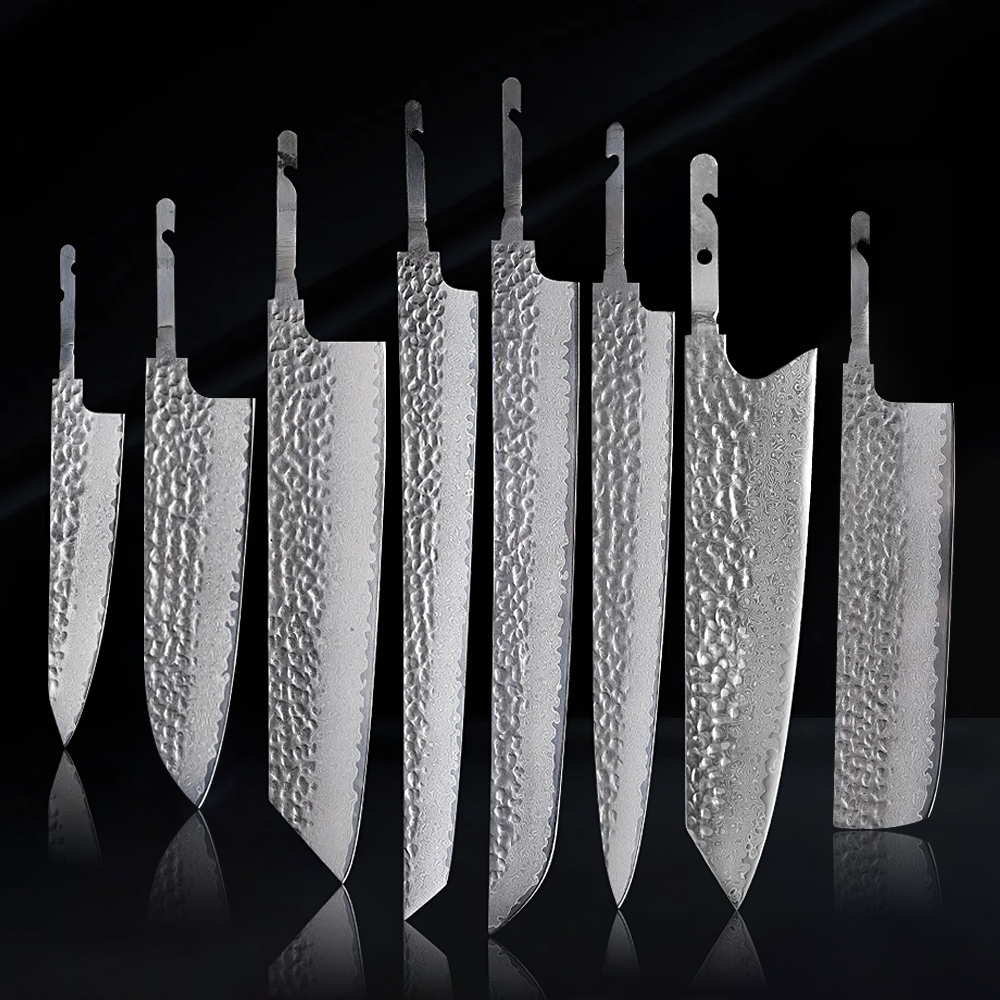 Knife Blade Blank Damascus Steel Forged - Turwho-日本のシェフのナイフ、ダマスカス鋼の刃、vg10コア、包丁セット、ナイフ製造ツール、ハンドルなし