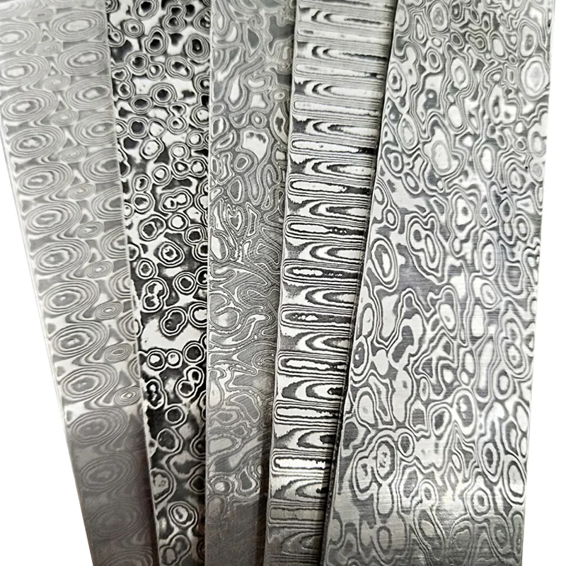 Knife Blade Blank Damascus Steel Forged - 15x2.5x0.3cm ダマスカス鋼ブランクパターン鍛造ナイフ製造用原材料プレート焼入れ済みナイフビレット（固定刃ナイフ用）