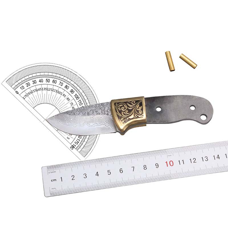手鍛えのダマスカス鋼製、沈香木の柄が付いた茶刀の素地。DIY - Knife Blade Blank Damascus Steel Forged のレビューと価格
