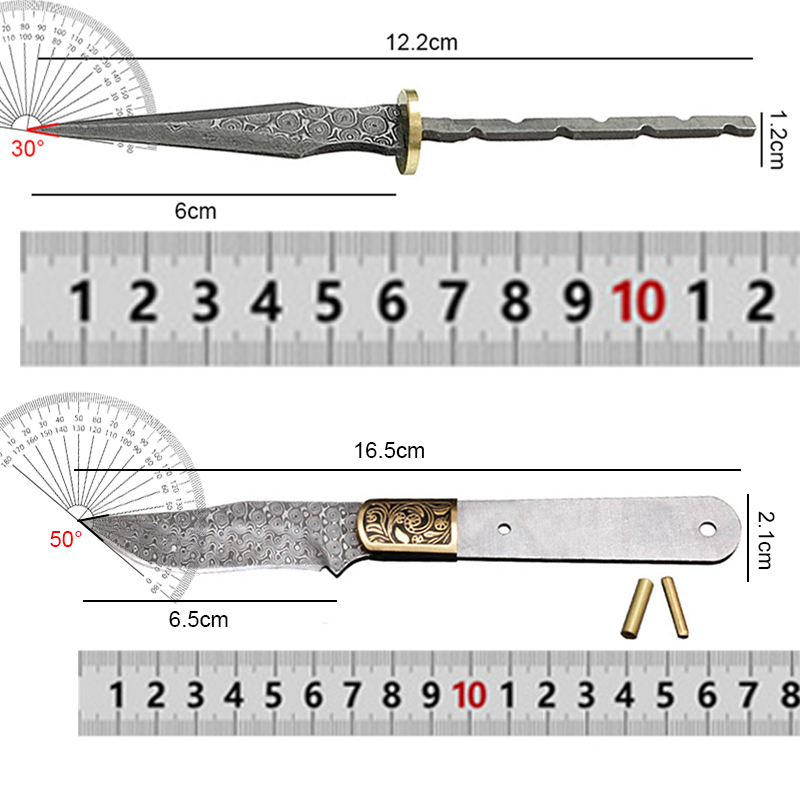 手鍛えのダマスカス鋼製ナイフブランク。固定刃のユーティリティ - Knife Blade Blank Damascus Steel Forged のレビューと価格
