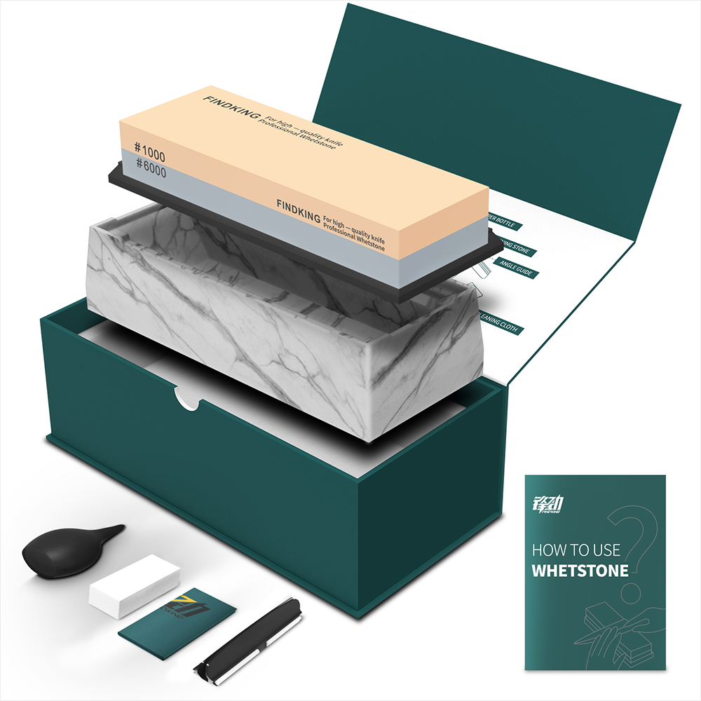 FINDKING ナイフ研ぎ石セット 1000 /6000  - Knife Sharpening Stone Whetstone 1000 6000 のレビューと価格