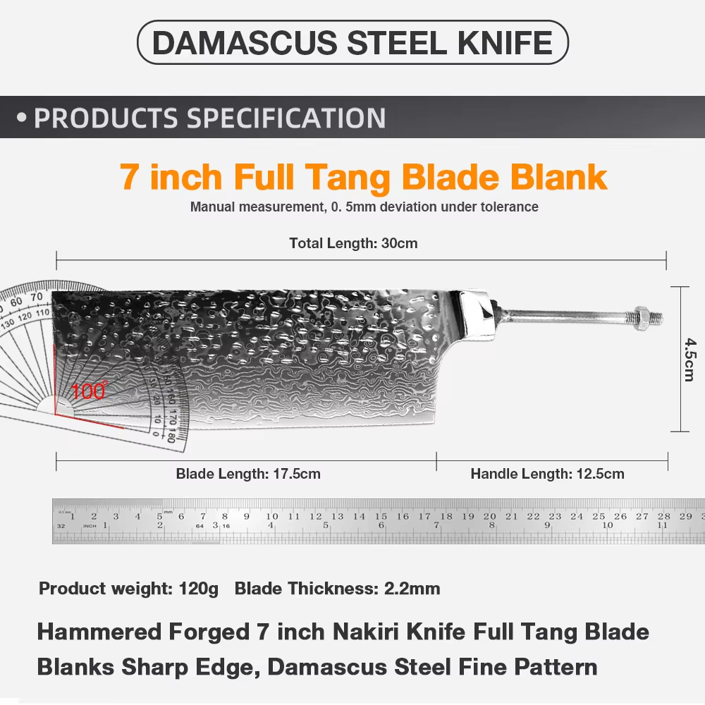 手鍛造槌目ダマスカス包丁ブランク 日本製ダマスカス鋼ブレード - Knife Blade Blank Damascus Steel Forged のレビューと価格