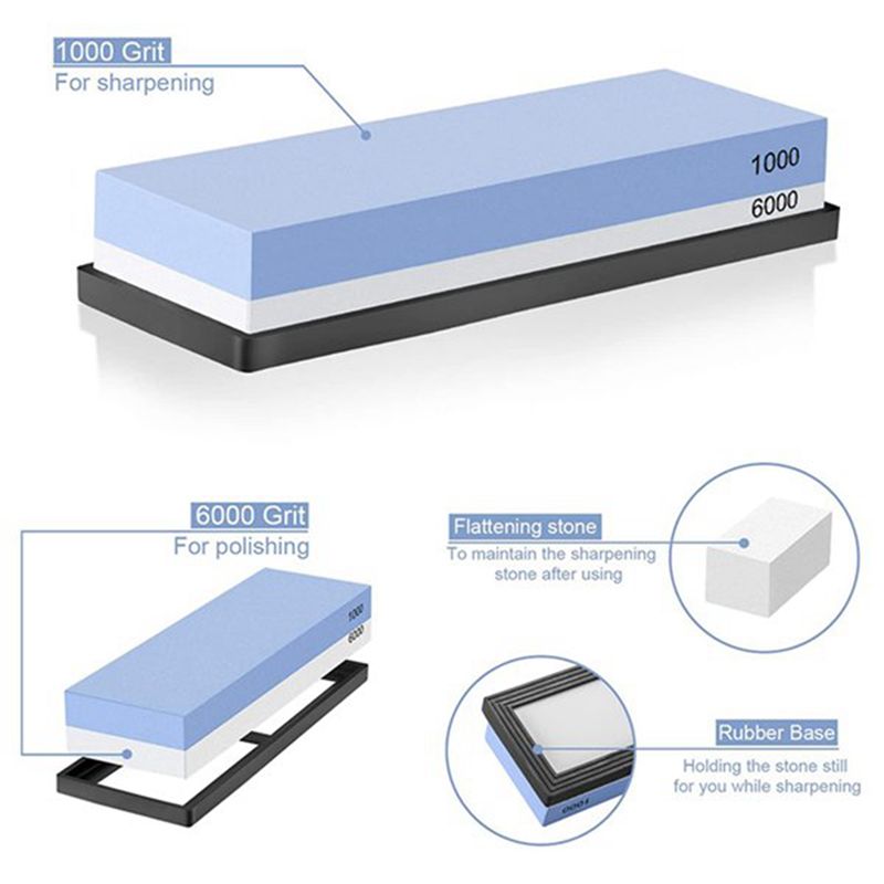 レスト砥石包丁研ぎ石、プレミアム砥石研ぎキット4面グリット1 - Knife Sharpening Stone Whetstone 1000 6000 のレビューと価格