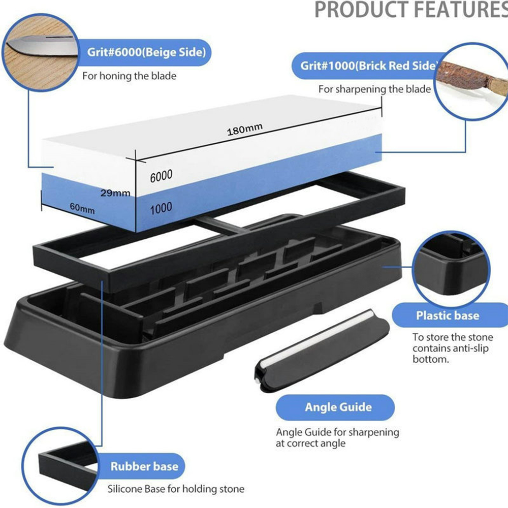 ナイフ研ぎ石セット 1000/6000 両面砥石 ナイフシャ - Knife Sharpening Stone Whetstone 1000 6000 のレビューと価格