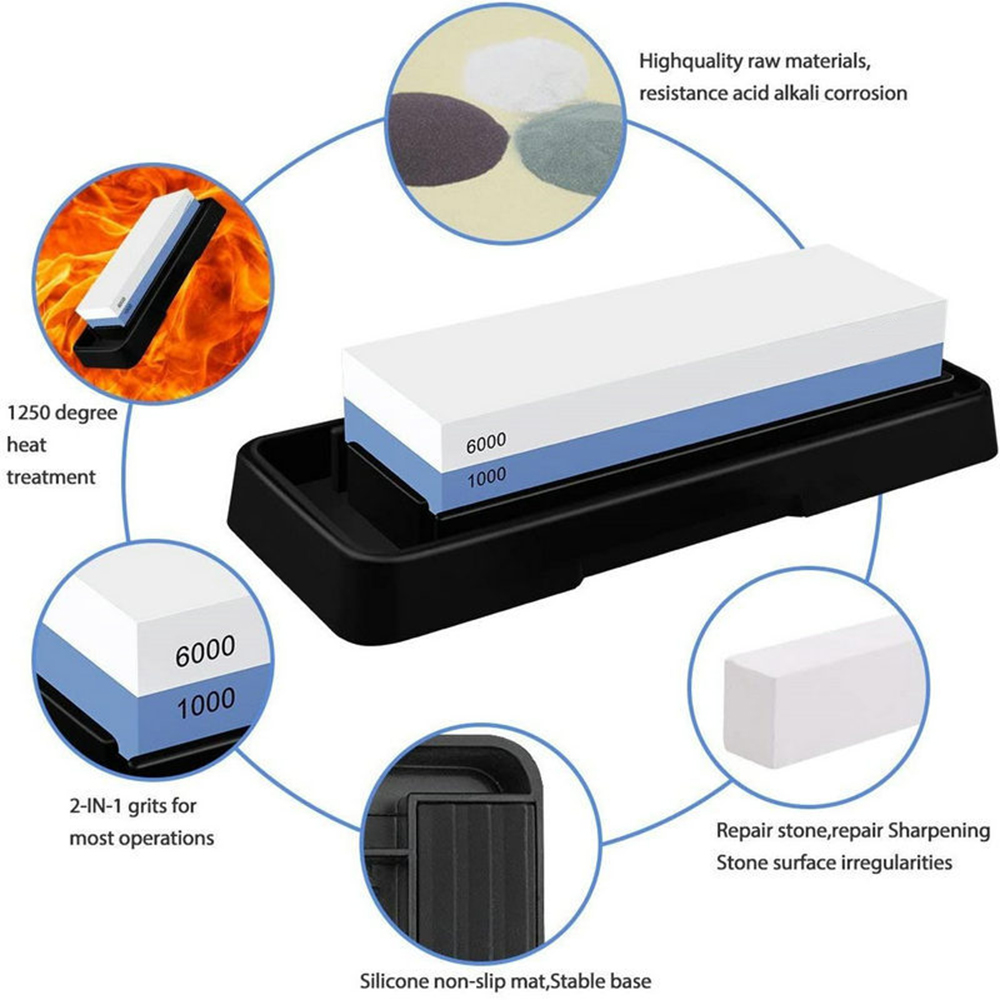 ナイフ研ぎ石セット 1000/6000 両面砥石 ナイフシャ - Knife Sharpening Stone Whetstone 1000 6000 のレビューと価格