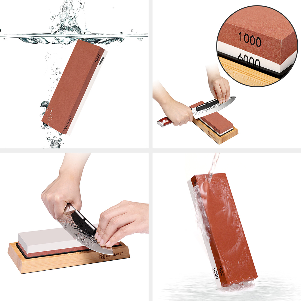 プロのナイフ研ぎ砥石研ぎ砥石研削砥石キッチンツール竹木ベース - Knife Sharpening Stone Whetstone 1000 6000 のレビューと価格