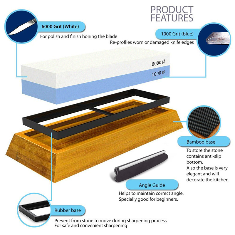 ナイフ研ぎ砥石プロ研ぎ石砥石オイルストーンホーニングツール  - Knife Sharpening Stone Whetstone 1000 6000 のレビューと価格