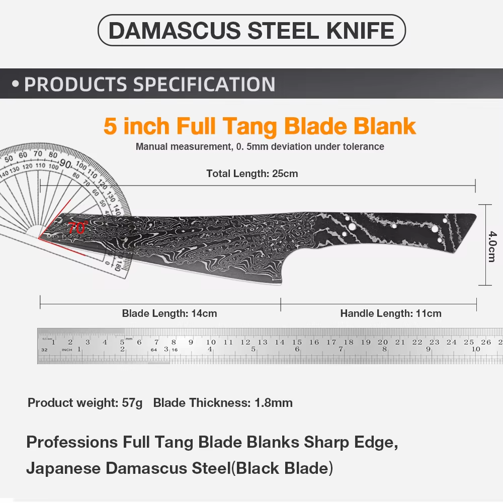 日本のダマスカス鋼ブランクブレード手鍛造切付包丁黒刃熱処理済 - Knife Blade Blank Damascus Steel Forged のレビューと価格