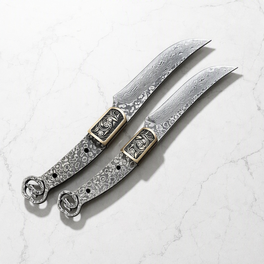 3種類のスタイルのヴィンテージ風、屋外用、鍛造ダマスカス鋼製 - Knife Blade Blank Damascus Steel Forged のレビューと価格