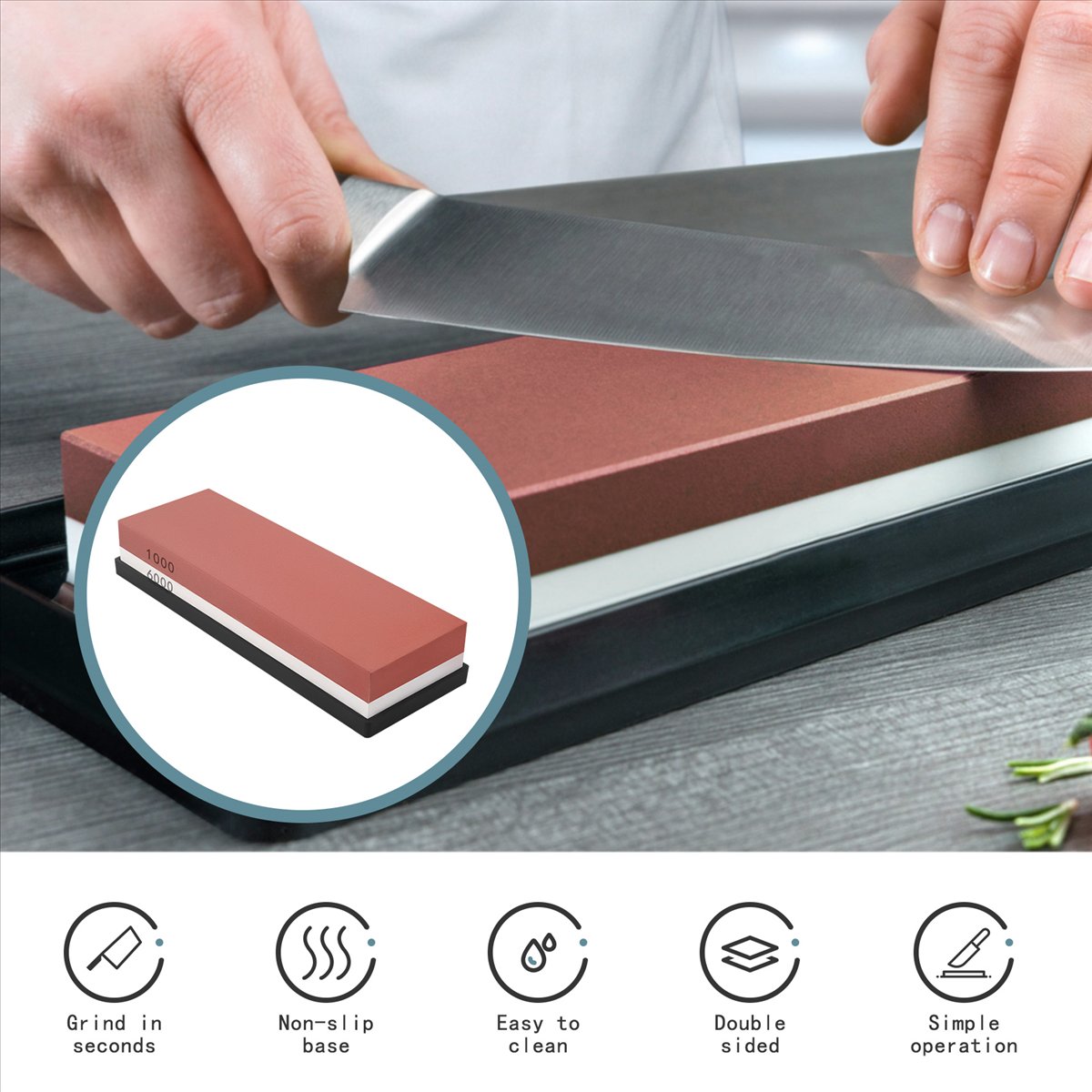 研ぎ石、砥石（粒度1000/6000）、2個1組、両面研ぎが - Knife Sharpening Stone Whetstone 1000 6000 のレビューと価格