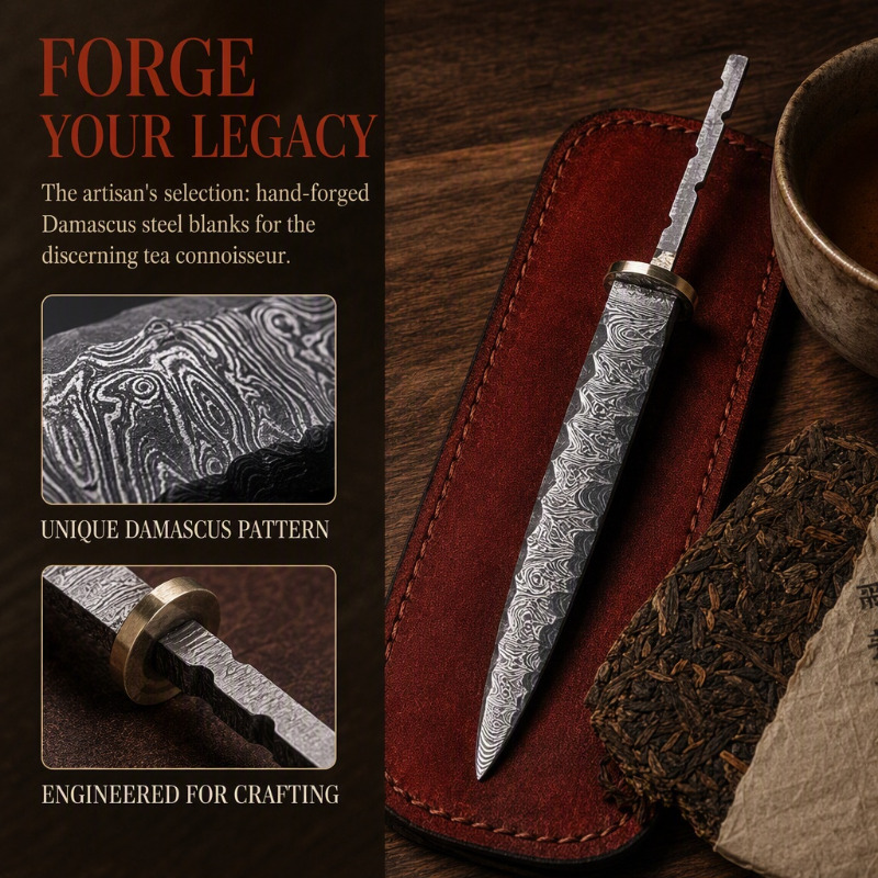 1個 ダマスカス鋼 ティーナイフ ブランク ティーニードル  - Knife Blade Blank Damascus Steel Forged のレビューと価格